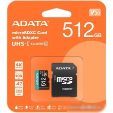 Карта памяти ADATA Premier AUSDX512GUICL10A1-RA1 microSDXC 512GB (с адаптером)