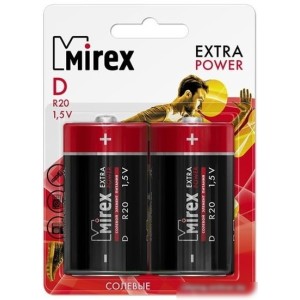 Батарейка Mirex Extra Power D 2 шт 23702-ER20-E2 Батарейка Mirex Extra Power D 2 шт 23702-ER20-E2