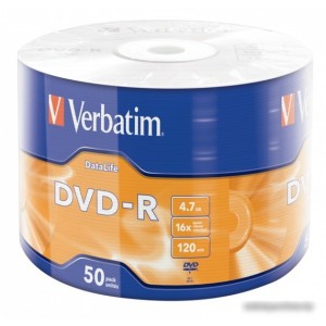 DVD-R диск Verbatim 4.7Gb 16x DL Matt Silver по 50 шт. в плёнке 43791