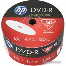 DVD-R диск HP 4.7Gb 16x HP Printable, полная заливка, 50 шт. в пленке 69302