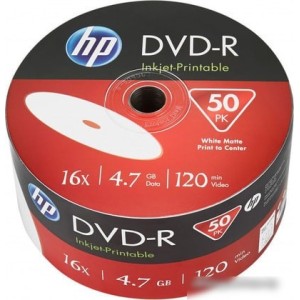 DVD-R диск HP 4.7Gb 16x HP Printable, полная заливка, 50 шт. в пленке 69302