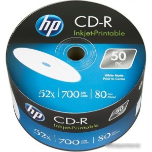CD-R диск HP 700Mb HP 52x Printable полная заливка bulk 50 шт. 69301