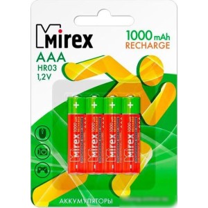 Аккумуляторы Mirex AAA 1000mAh 4 шт HR03-10-E4 Аккумуляторы Mirex AAA 1000mAh 4 шт HR03-10-E4