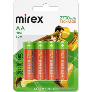 Аккумулятор Mirex AA 2700mAh 1 шт 23702-HR6-27-E4 Аккумулятор Mirex AA 2700mAh 1 шт 23702-HR6-27-E4