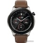 Умные часы Amazfit GTR 4 (серебристый, с коричневым кожаным ремешком)
