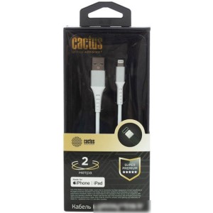 Кабель CACTUS USB Type-A - Lightning CS-LG.USB.A-2 (2 м, белый) Кабель CACTUS USB Type-A - Lightning CS-LG.USB.A-2 (2 м, белый)