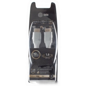 Кабель CACTUS HDMI - HDMI CS-HDMI.2.1-1.8 (1.8 м, серебристый) Кабель CACTUS HDMI - HDMI CS-HDMI.2.1-1.8 (1.8 м, серебристый)