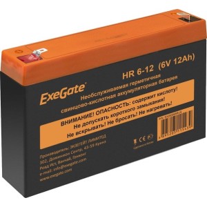 Аккумулятор для ИБП ExeGate HR 6-12 (6В, 12 А·ч) Аккумулятор для ИБП ExeGate HR 6-12 (6В, 12 А·ч)