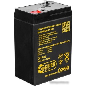 Аккумулятор для ИБП Kiper GP-645 F1 (6В/4.5 А·ч) Аккумулятор для ИБП Kiper GP-645 F1 (6В/4.5 А·ч)
