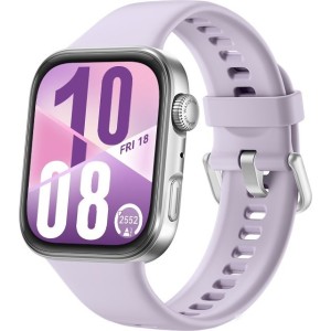 Умные часы Huawei Watch FIT 4 (серебристый, с сиреневым силиконовым ремешком, международная версия)