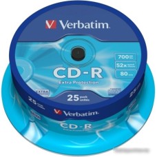 CD-R диск Verbatim 700Mb Verbatim DL Extra Protection 52x CakeBox 25 шт. 043432