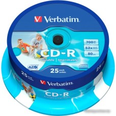 CD-R диск Verbatim AZO Printable 700Mb 52x 43439 (CakeBox, 25 шт.)
