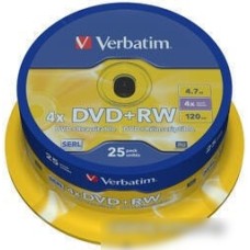 DVD+RW диск Verbatim 4.7Gb 4x Verbatim DLP Silver по 25 шт. CakeBox 043489