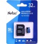 Карта памяти Netac P500 Standard 32GB NT02P500STN-032G-R + адаптер