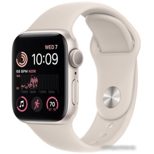 Умные часы Apple Watch SE 2 40 мм (алюминиевый корпус, звездный свет/звездный свет, спортивный силиконовый ремешок S/M)