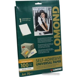 Самоклеящаяся бумага Lomond универсальная для этикеток A4 70 г/м2 100 листов 2100001