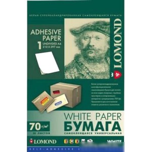 Самоклеящаяся бумага Lomond А4 70 г/кв.м. 50 листов (2100005)