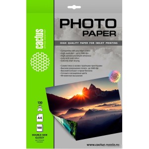 Фотобумага CACTUS Глянцевая двухстороняя A4 130 г/м2 100 листов CS-GA4130100DS