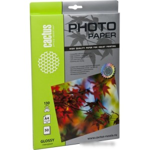 Фотобумага CACTUS Глянцевая A4 130 г/кв.м. 50 листов (CS-GA413050)