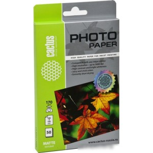 Фотобумага CACTUS Матовая 10х15 170 г/кв.м. 50 листов(CS-MA617050)