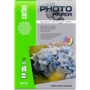 Фотобумага CACTUS Матовая A6 10x15 180 г/м2 50 листов CS-MA618050 Фотобумага CACTUS Матовая A6 10x15 180 г/м2 50 листов CS-MA618050