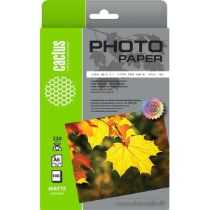 Фотобумага CACTUS Матовая 10x15 230 г/м2 100 листов CS-MA6230100