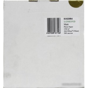 Фотобумага Lomond Матовая 10x15 230 г/кв.м. 500 листов (0102084)