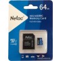 Карта памяти Netac P500 Standard 64GB NT02P500STN-064G-R + адаптер