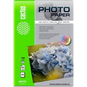 Фотобумага CACTUS Матовая A4 180 г/м2 50 листов CS-MA418050