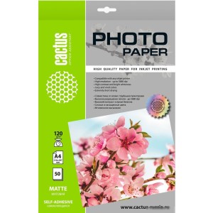Самоклеящаяся бумага CACTUS матовая A4 120г/м2 50 л CS-MSA412050