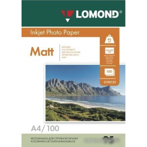 Фотобумага Lomond матовая односторонняя A4 95 г/кв.м. 100 листов (0102125)