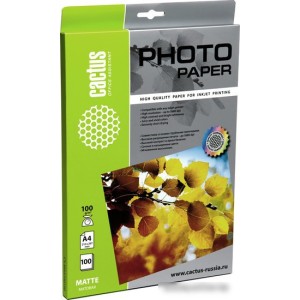 Фотобумага CACTUS Матовая A4 100 г/кв.м. 100 листов(CS-MA4100100)