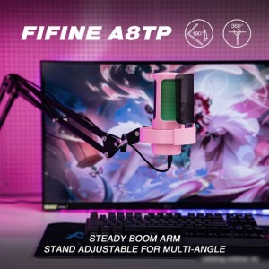Проводной микрофон FIFINE A8T (розовый)