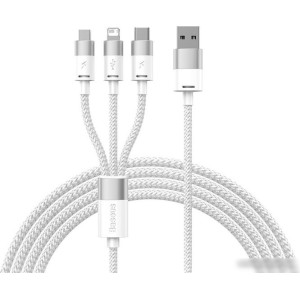 Кабель Baseus One-For-Three Fast Charging Data Cable 3.5A USB Type-A - USB Type-C/microUSB/Lightning (0.5 м, белый)
