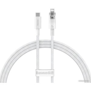 Кабель Baseus Explorer Series Fast Charging Cable with Smart Temperature Control 20W USB Type-C - Lightning (1 м, белый) Кабель Baseus Explorer Series Fast Charging Cable with Smart Temperature Control 20W USB Type-C - Lightning (1 м, белый)