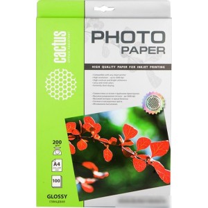 Фотобумага CACTUS Глянцевая A4 200 г/кв.м. 100 листов(CS-GA4200100)