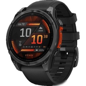 Умные часы Garmin Fenix 8 47мм (серый, черный силиконовый ремешок)