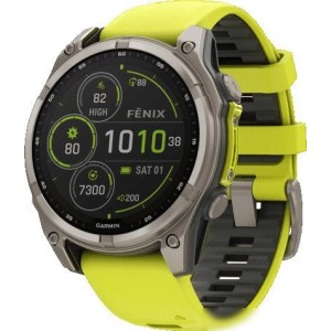 Умные часы Garmin Fenix 8 Solar, Sapphire 47мм (титановый серый с желтым ремешком)
