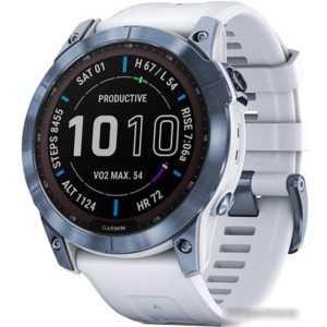 Умные часы Garmin Fenix 7X Sapphire Solar 51 мм (голубой минерал/белый камень)