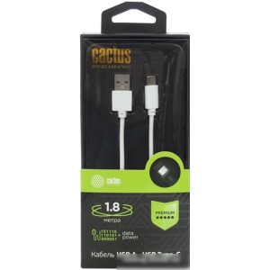 Кабель CACTUS USB Type-A - USB Type-C CS-USB.A.USB.C-1.8 (1.8 м, белый)