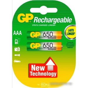 Аккумуляторы GP AAA 650mAh 2 шт. [65AAAHC]