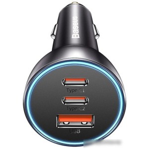 Автомобильное зарядное Baseus Golden Contactor Pro Triple Fast Charger Car Charger 65W CGJP010013 (темно-серый)