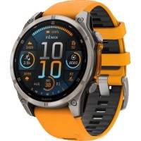 Умные часы Garmin Fenix 8 Sapphire, Titanium 47мм (светло-серый, оранжевый силиконовый ремешок) Умные часы Garmin Fenix 8 Sapphire, Titanium 47мм (светло-серый, оранжевый силиконовый ремешок)