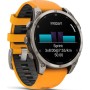 Умные часы Garmin Fenix 8 Sapphire, Titanium 47мм (светло-серый, оранжевый силиконовый ремешок)