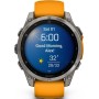 Умные часы Garmin Fenix 8 Sapphire, Titanium 47мм (светло-серый, оранжевый силиконовый ремешок)