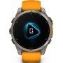 Умные часы Garmin Fenix 8 Sapphire, Titanium 47мм (светло-серый, оранжевый силиконовый ремешок)