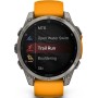 Умные часы Garmin Fenix 8 Sapphire, Titanium 47мм (светло-серый, оранжевый силиконовый ремешок)