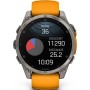 Умные часы Garmin Fenix 8 Sapphire, Titanium 47мм (светло-серый, оранжевый силиконовый ремешок)