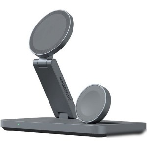 Беспроводное зарядное Magssory Yoga 3 в 1 Charging Station для Apple Qi2 WCH016m (темно-серый)