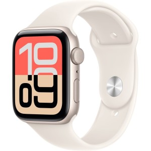 Умные часы Apple Watch SE 3 44 мм (алюминиевый корпус, звездный свет/звездный свет, спортивный силиконовый ремешок S/M)